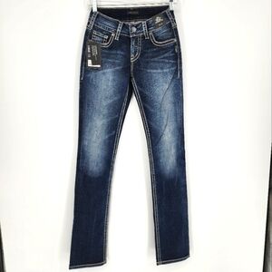 Silver NWT Suki Straight Leg Jean Curvy Fit Mid Rise Indigo W25xL34